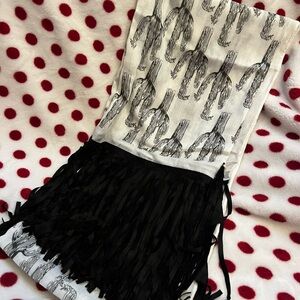 Black and White Fringe Scarf